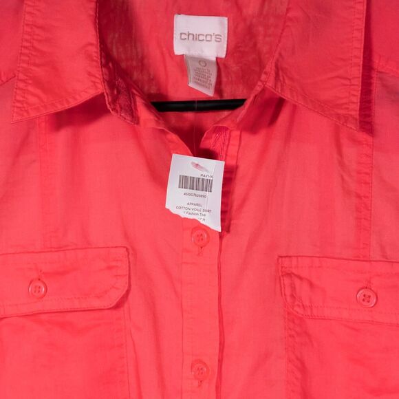 Chico's Women's Shirt Button Up Orange Long Sleeve Blouse Top Size 0 US S/4 NWT - Picture 4 of 10
